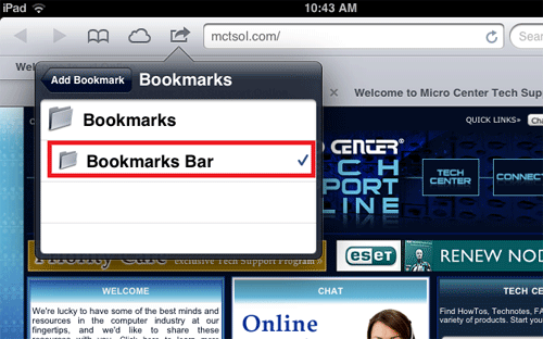 safari bookmarks bar on top